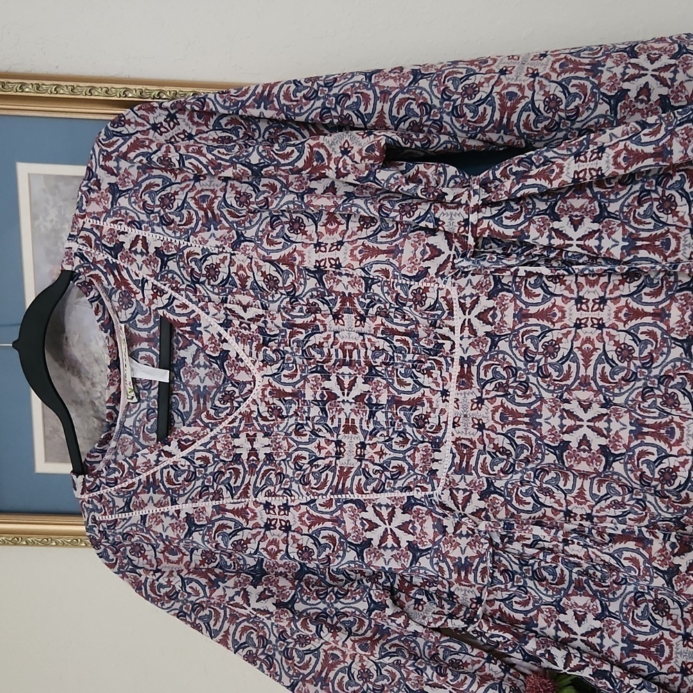 Boutique Women's Paisley Print Prairie Dress XL Pin Tuck Side Tie Bohemian - Picture 4 of 16